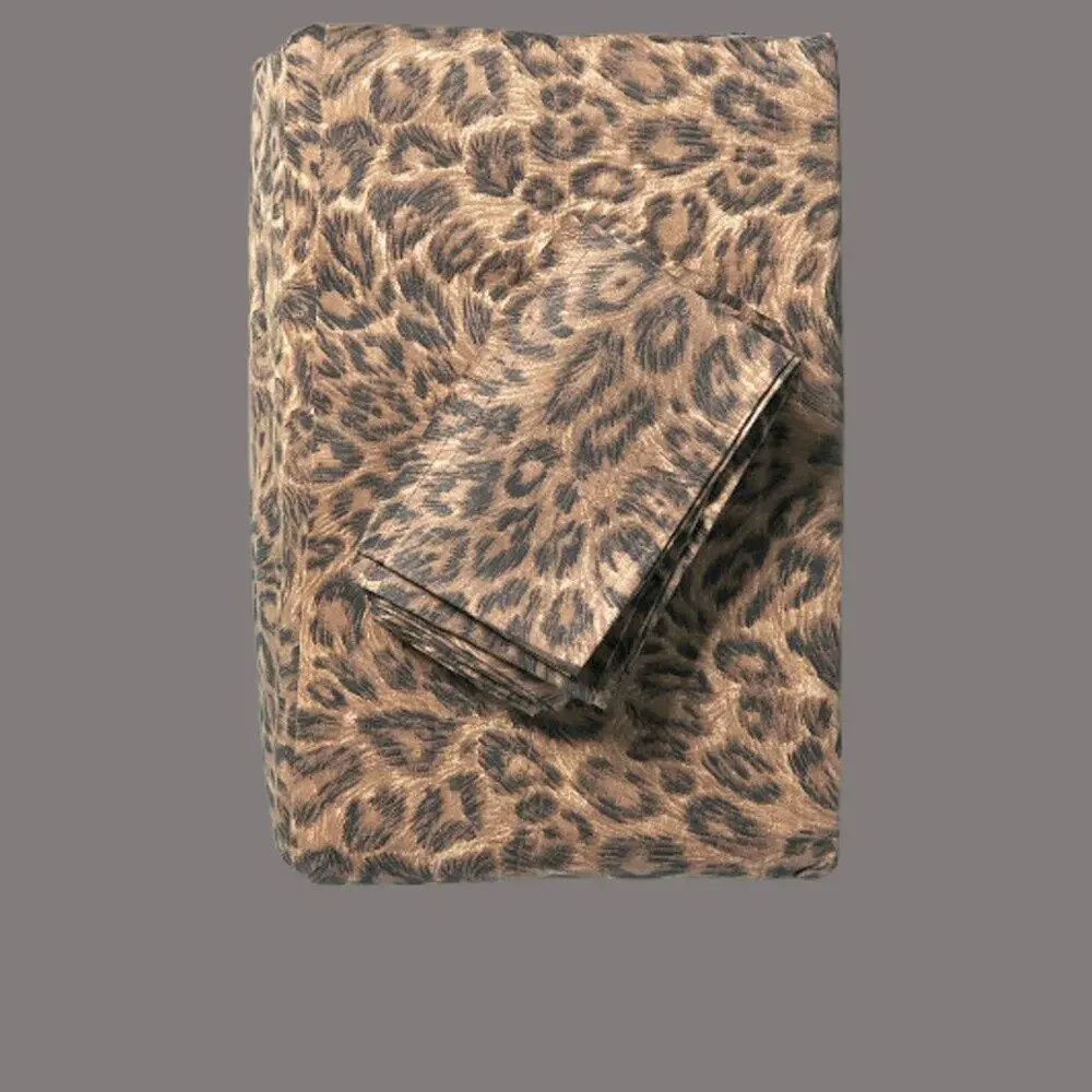 Covington Animal Leopard Print 4 Pc Queen Sheet Set Cotton Blend 400 Thread Ct